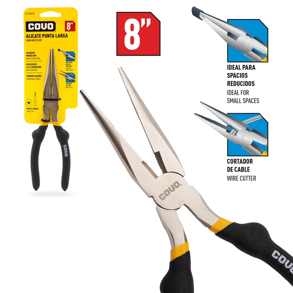 Alicate - pinza - tenaza garra de punta larga o fina 8''