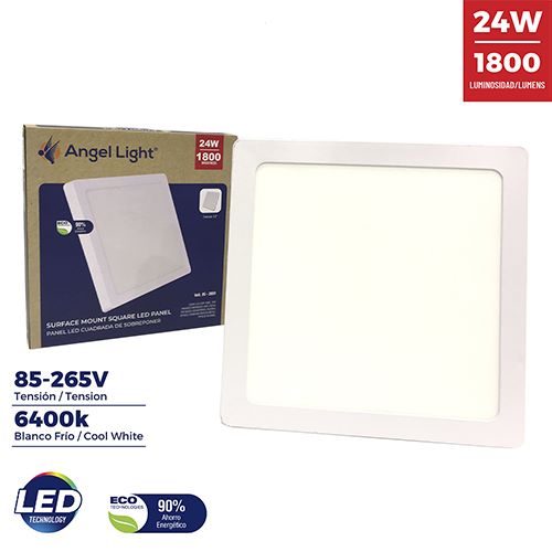 Lámpara LED cuadrada de sobreponer blanco de 24W