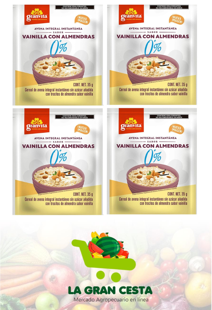 Avena integral Granvita instantánea sabores varios 35 g (4 unidades)