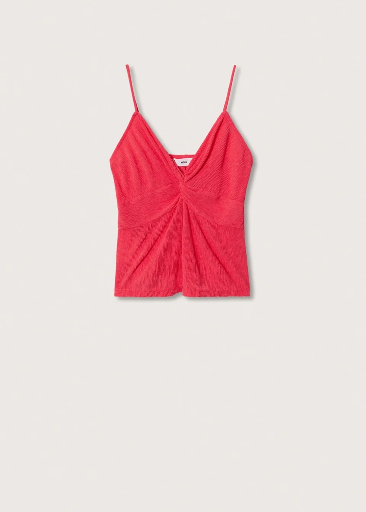 Top textura fruncido color fresa, marca Mango