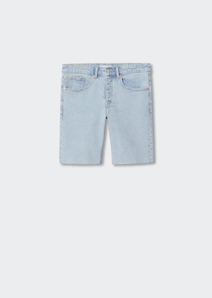 Bermudas denim bajo deshilachado, colección niño teen