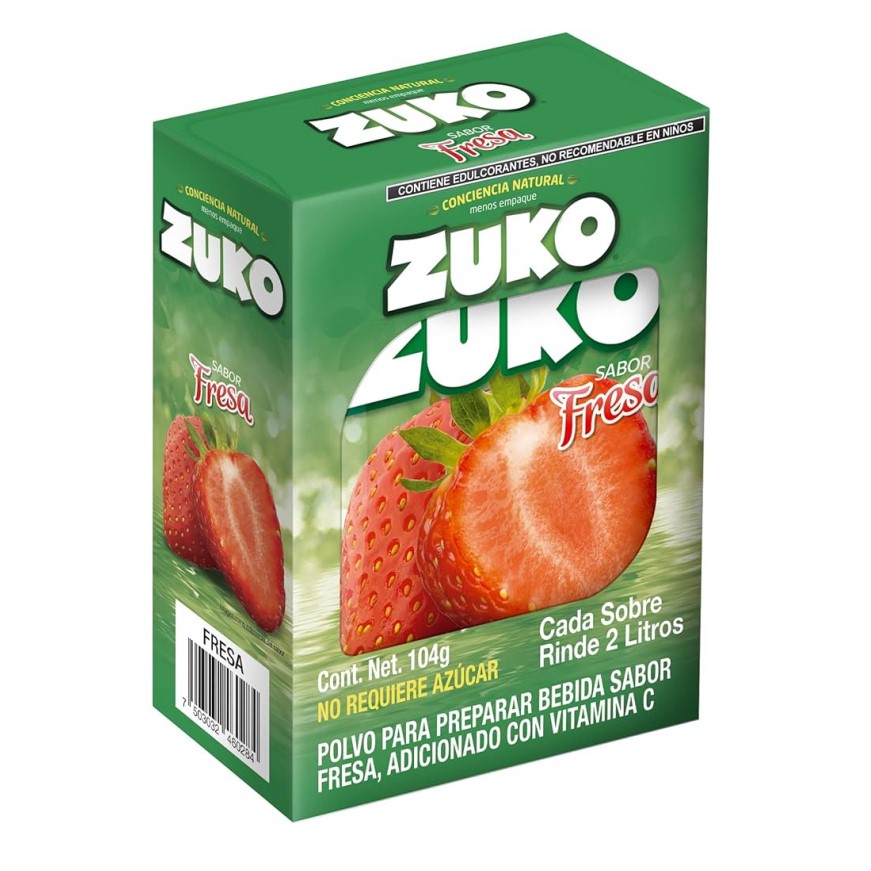 Refresco Instantáneo Zuko Fresa (caja de 8 sobres de 2L)