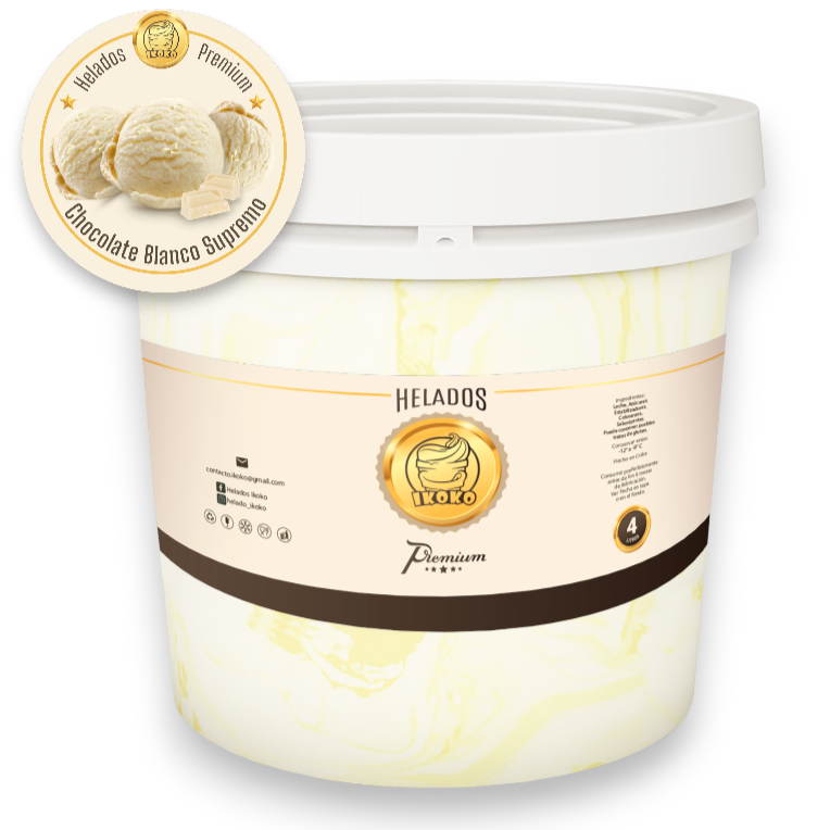 Helado Premium de Chocolate Blanco Supremo (4 Lt) IKOKO