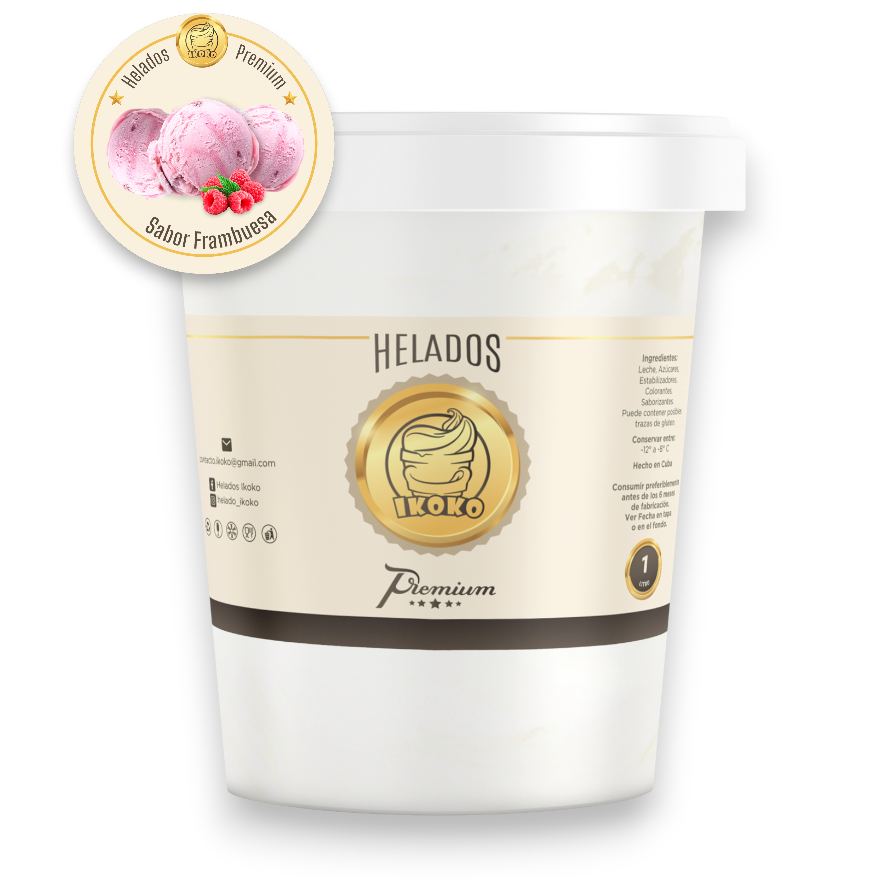 Helado Premium de Frambuesa (1 Lt) IKOKO