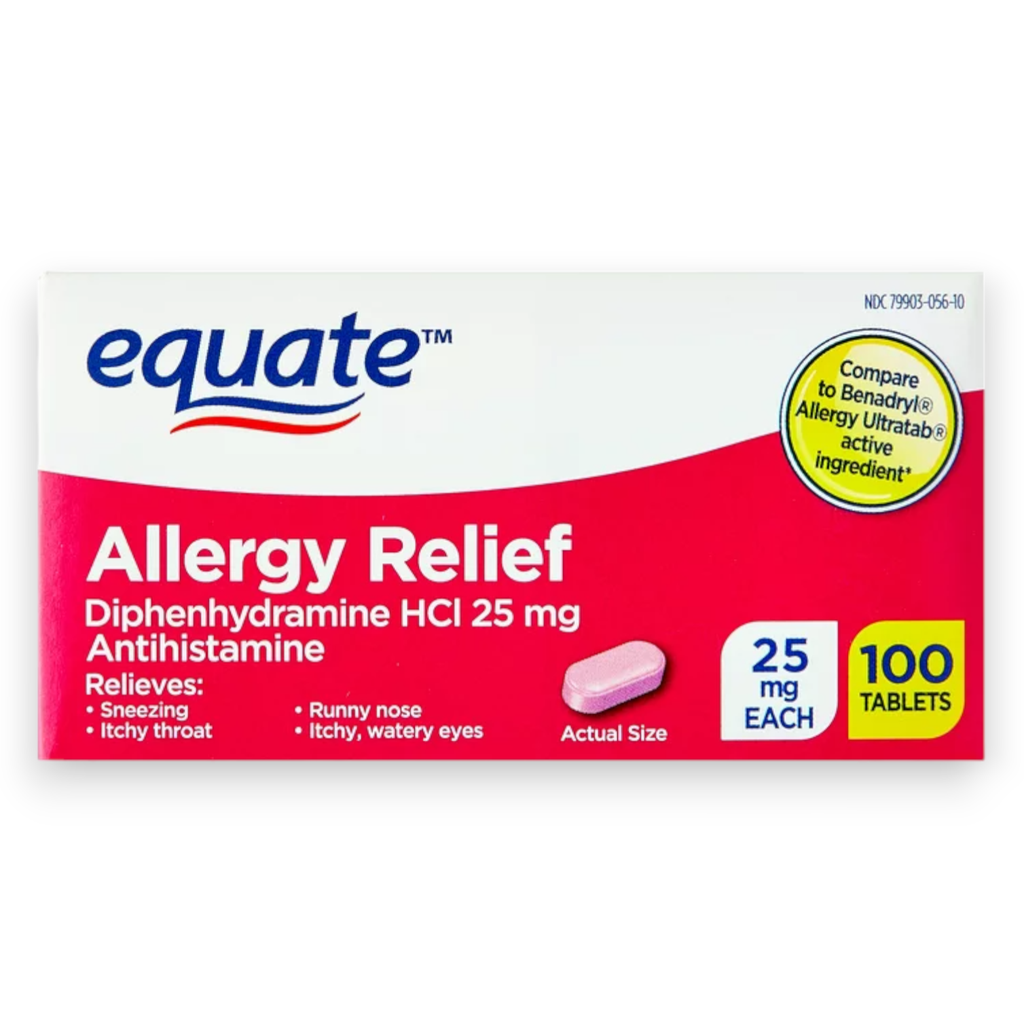 Difenhidramina Reductor de Alergias Equate 25mg 100 tabletas