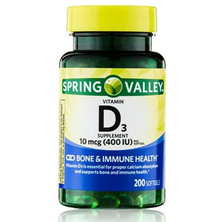 Vitamina D3 Spring Valley 10 mcg, 200 capsulas