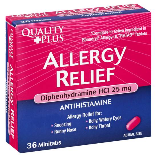 Difenhidraminha 25 mg 36 tabletas Quality Plus Allergy Relief