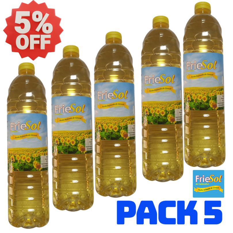 Aceite refinado de girasol 1L [PACK 5 UNIDADES]