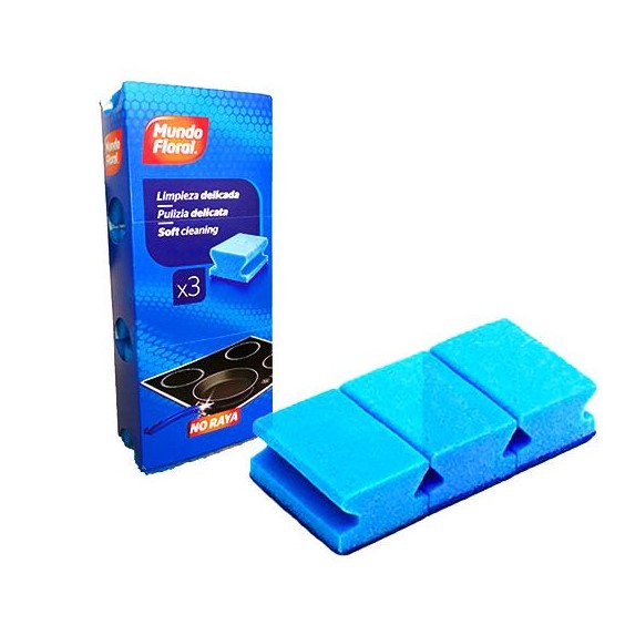 Estropajo Salvauñas Fibra Azul 3 Ud Mundo Floral