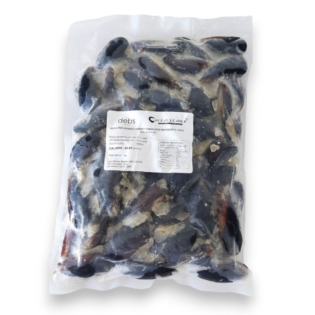 Mejillones enteros cocidos (1 Kg / 2.2 Lb)