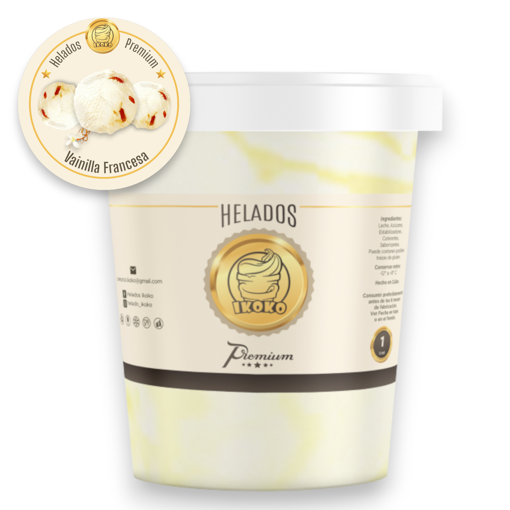 Helado Premium de Vainilla Francesa (1 Lt) IKOKO