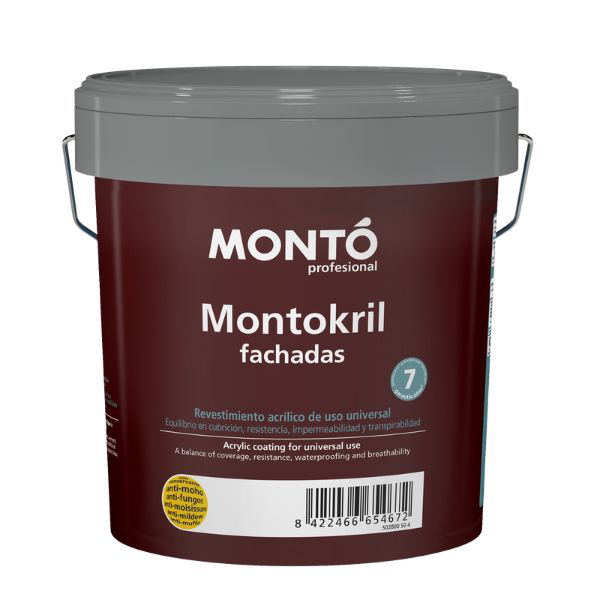 PINTURA MONTOKRIL REVESTIMIENTO ACRILICO AL AGUA LISO BLANCO PARA FACHADA 4L