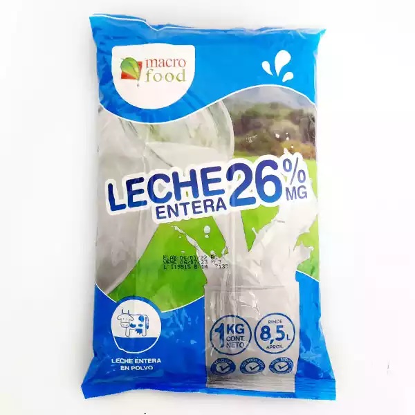 Leche en Polvo Entera (1 Kg / 2.2 Lb) Macrofood