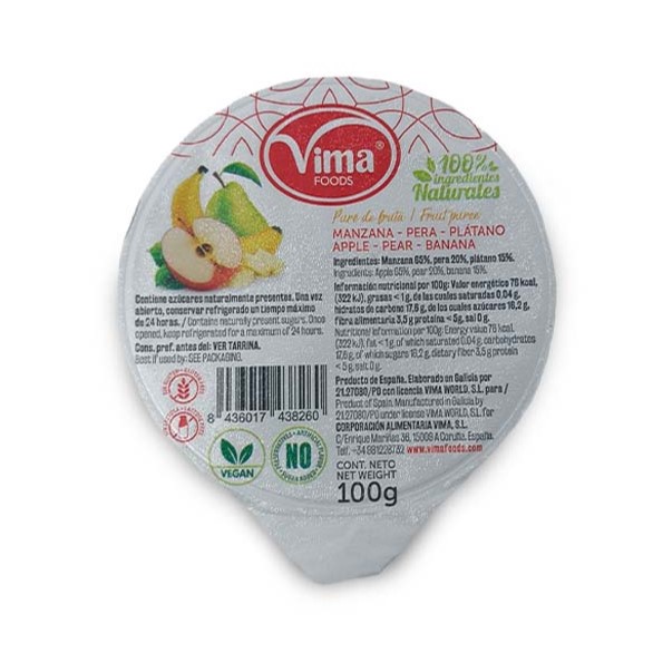 Compota Manzana-Pera-Platano Vima (100g)