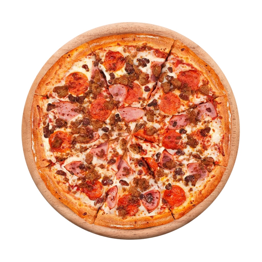 Pizza Mixta de Ahumados (chorizo, bacón, jamón y Doble Queso) 30 cm
