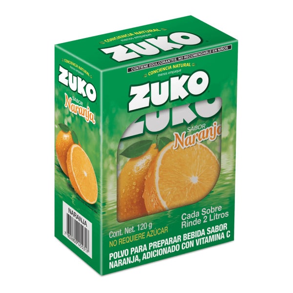 Refresco Instantáneo Zuko Naranja (caja de 8 sobres de 2L)