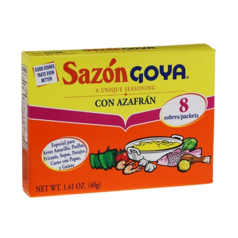 Sazón Goya con Azafrán (8 Pack) (40 gr)