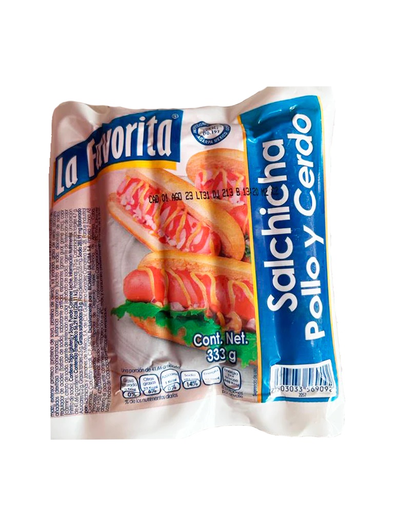 Salchichas de Pollo y Cerdo La Favorita 333 g