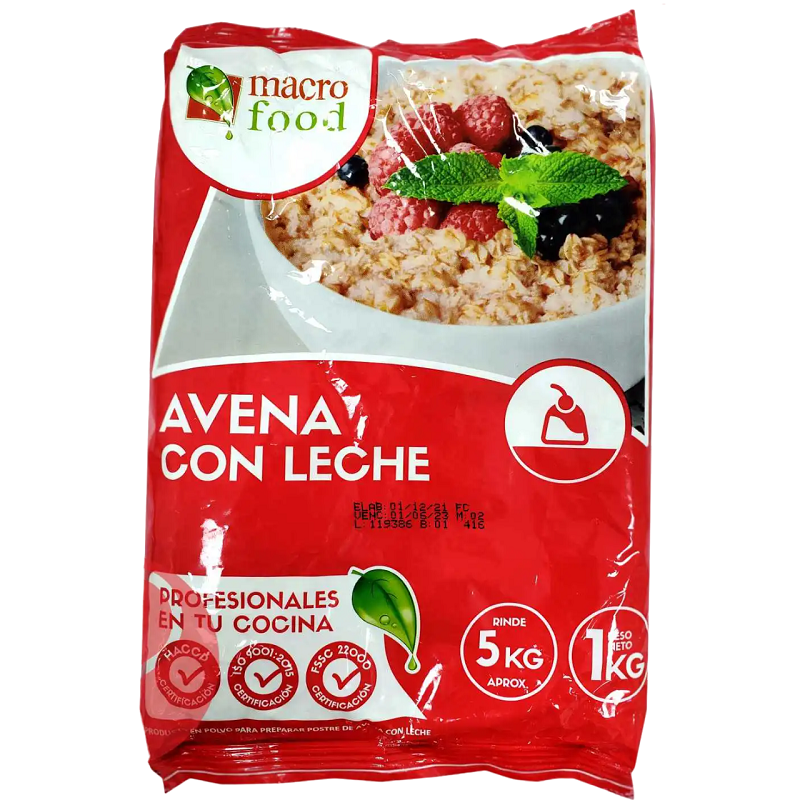 Avena con Leche (2.2 Lb / 1 Kg) Macrofood