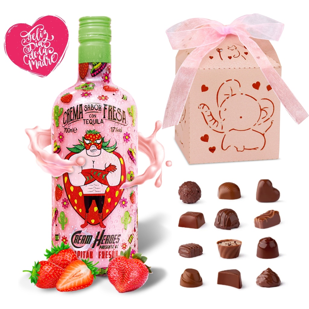 Crema de Tequila de Fresa + Bombones de Chocolate