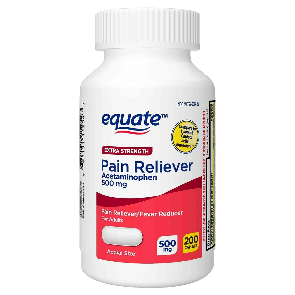 Acetaminophen Equate Extra Fuerte 500mg 200 capsulas