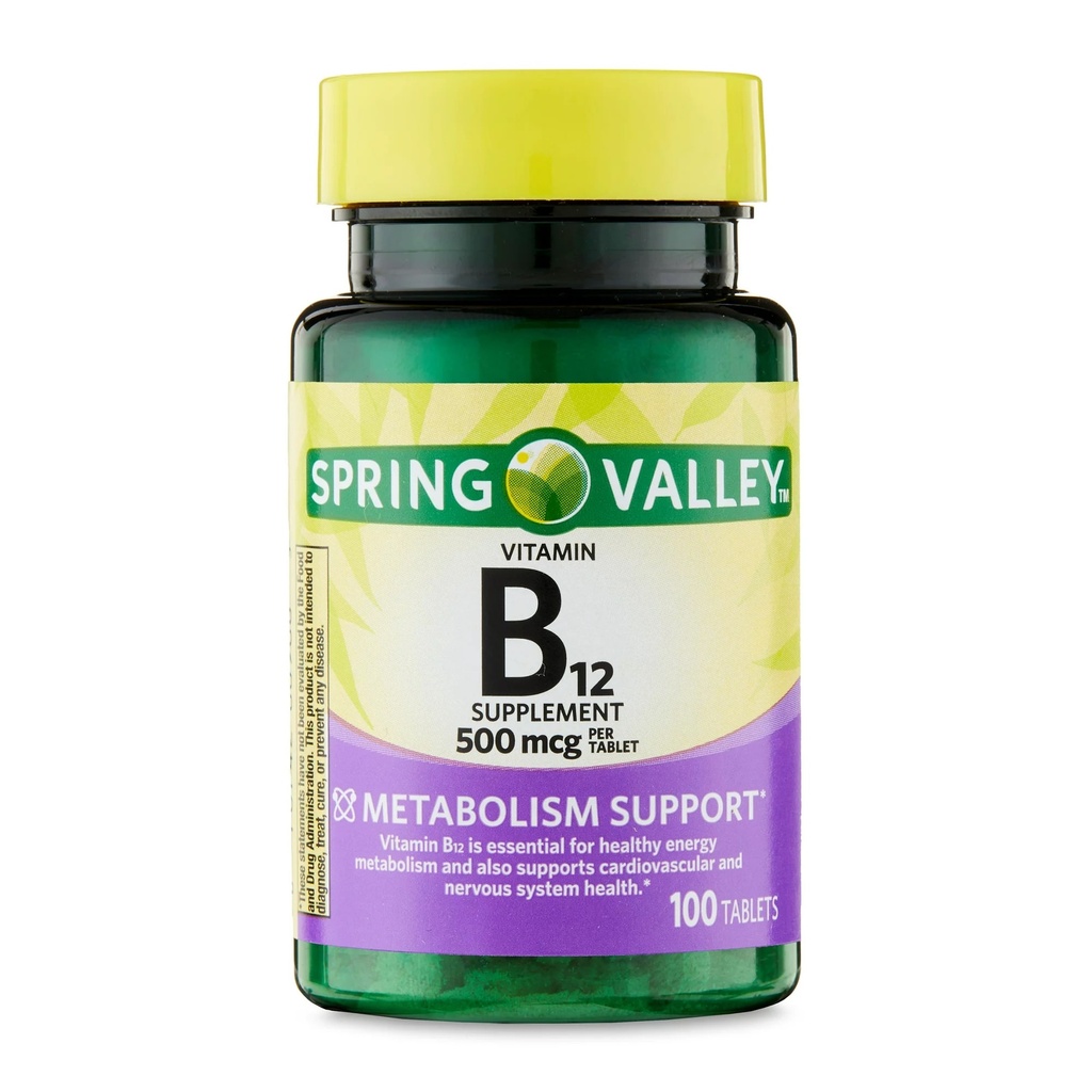 Vitamina B12 Spring Valley 500mg 100 tabletas