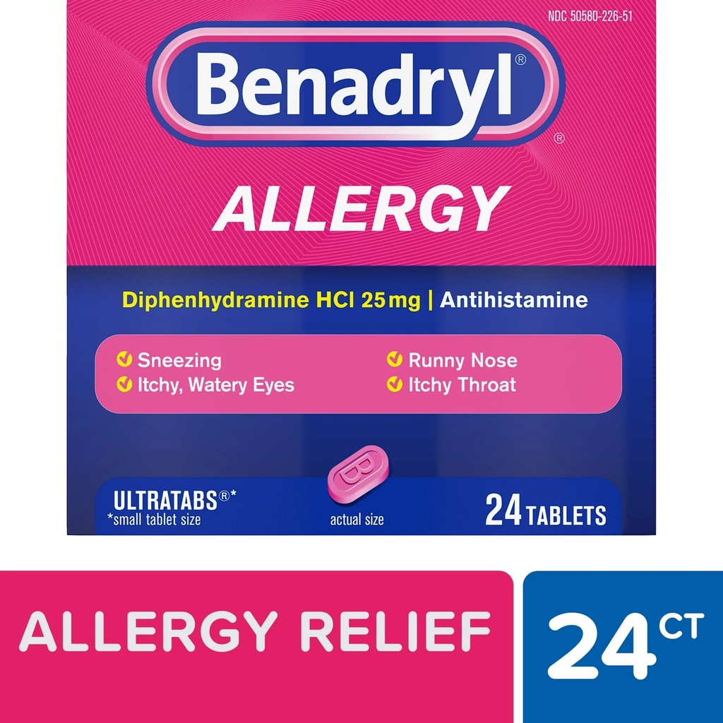 Benadryl Ultra Antistaminico Difenhidramina 25mg 24 tabletas