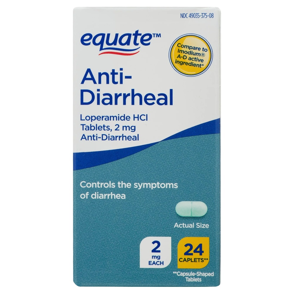 Loperamida Tabletas anti-diarreicas Equate, 2 mg, 24 unidades