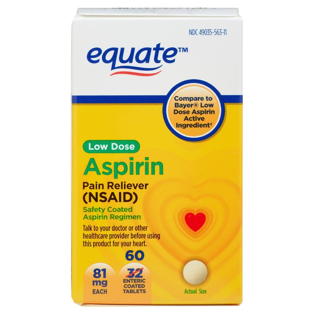 Aspirinas Equate 81mg 60 capsulas