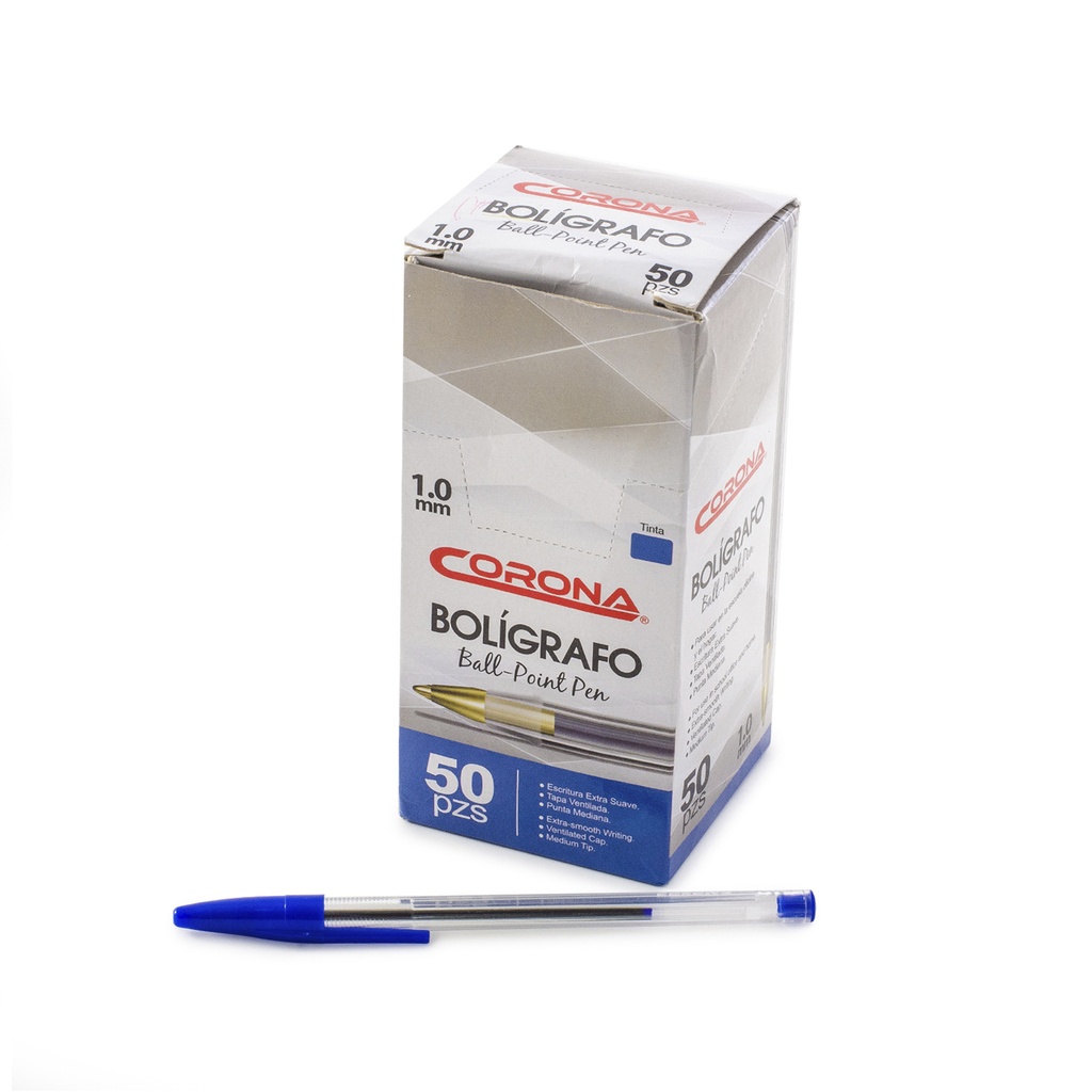 Caja de 50 bolígrafo tinta azul punta de 1.0mm